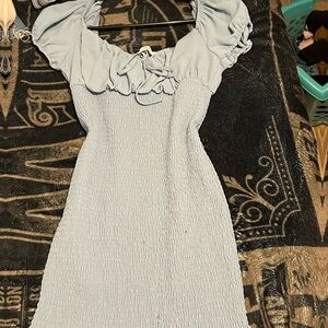 Elegant Ruffled Blue Dress